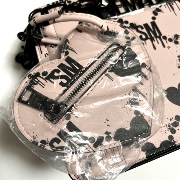 NWT STEVE MADDEN Graffiti Heart Satchel Crossbody + Pouch – Dual Compartment - Picture 6 of 10